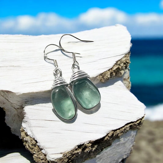 Aqua Seaham Sea Glass Earrings