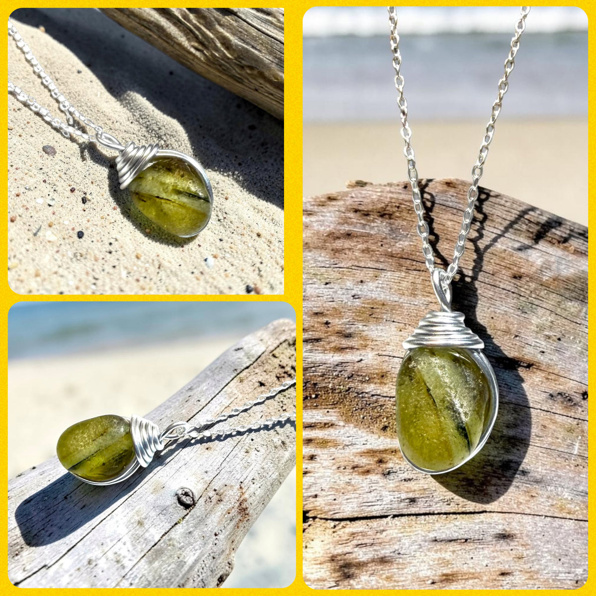 Rare Yellow Multi Tone Seaham Sea Glass Pendant