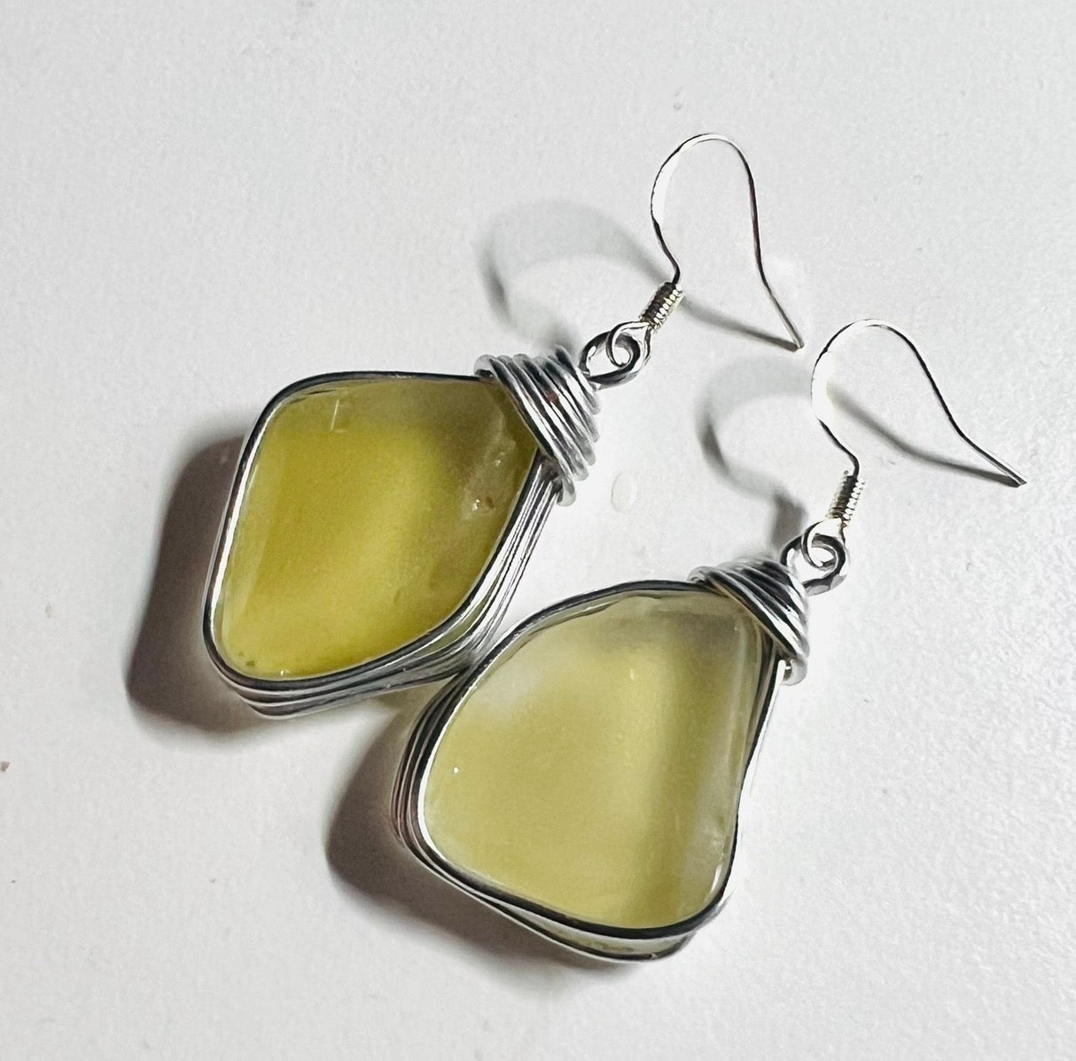 Canary Island Rare Large Yellow Sea Glass Earrings