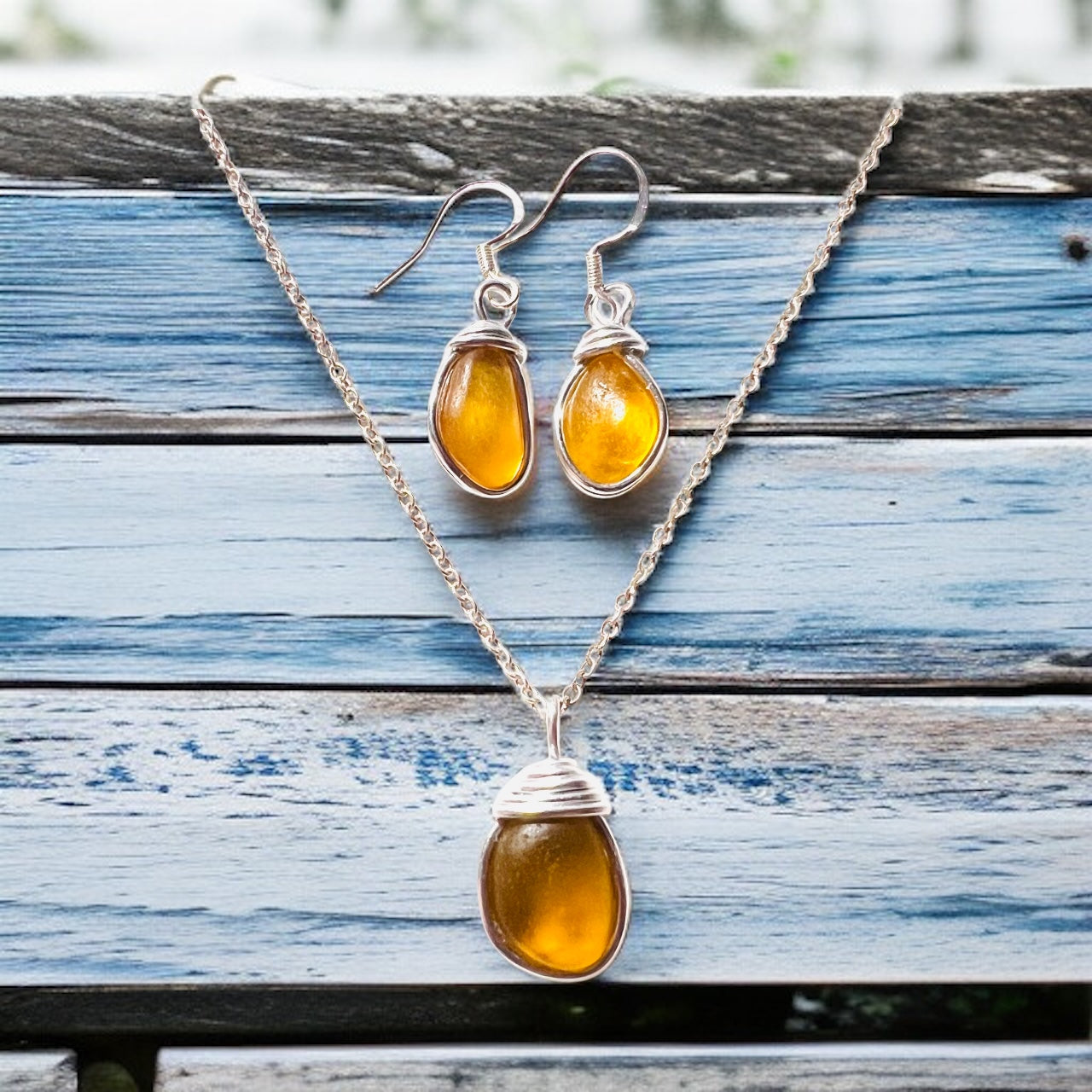 Canary Island Sea Glass Jewellery Set