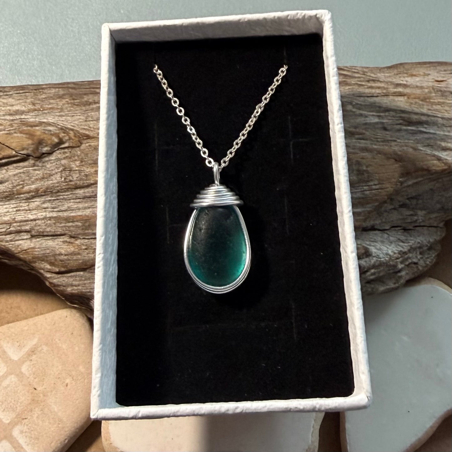 Canary Island Rare Turquoise Green Sea Glass Pendant l