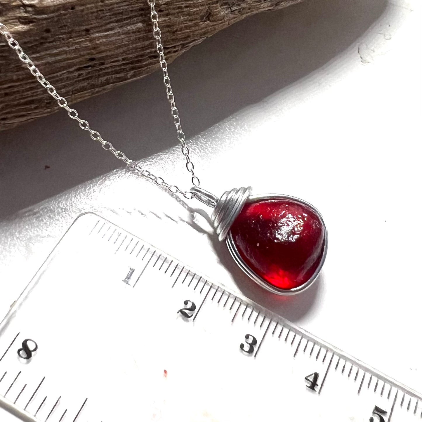 Rare Red Seaham Sea Glass Bubble Pendant