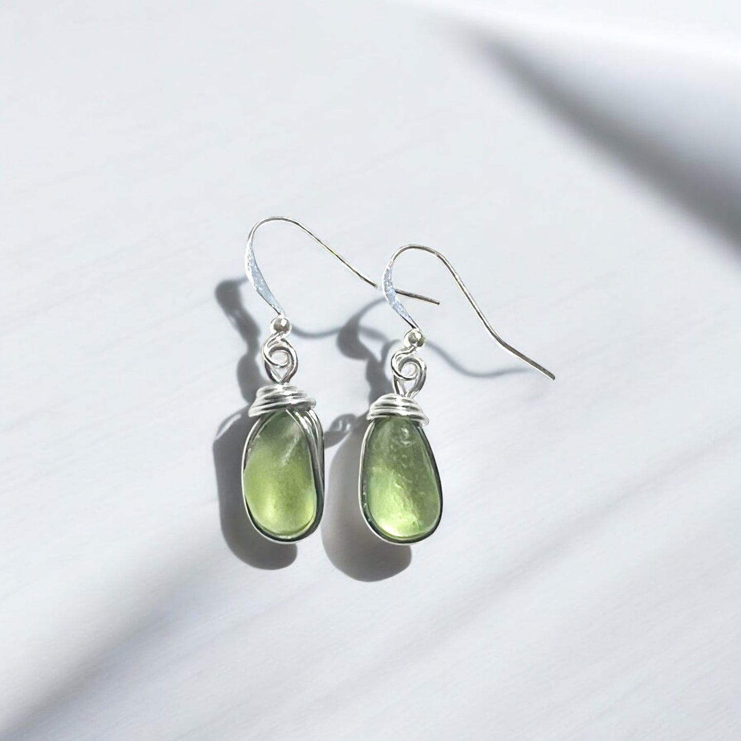 Small Dangly Seaham Sea Glass Earrings