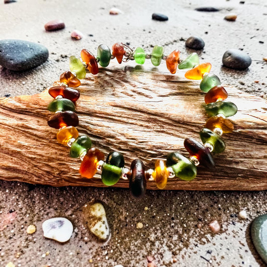 Seaham Sea Glass Autumnal Full Circle Bracelet