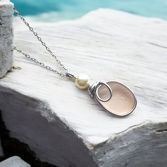 Very Pale Pink Seaham Sea Glass Pendant