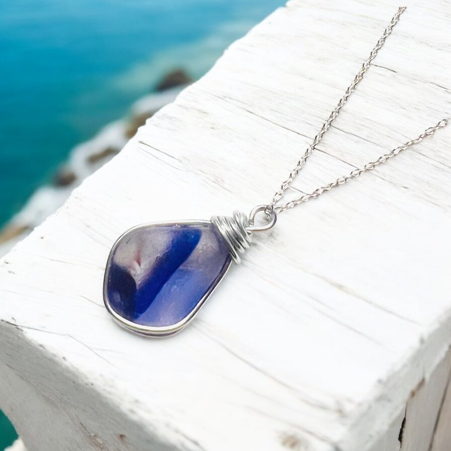 Very Rare Large Seaham Sea Glass Multi Pendant