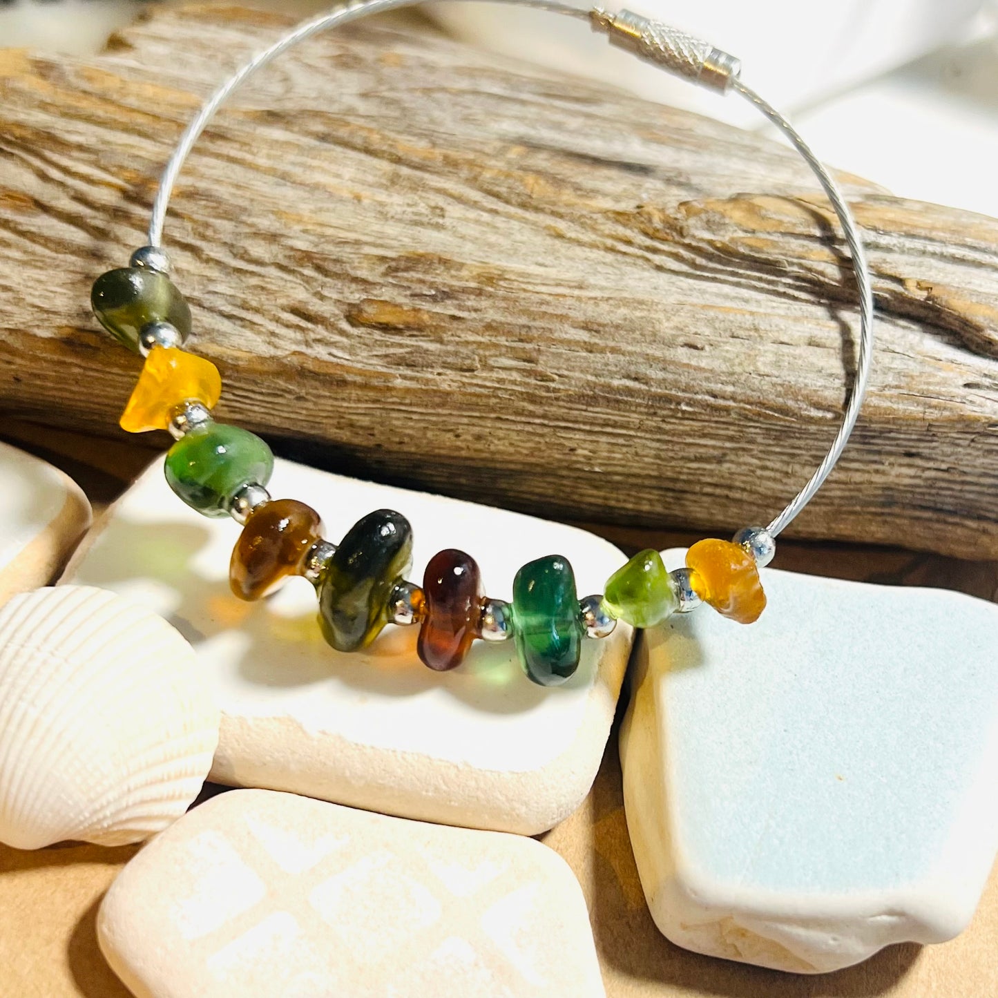 Seaham Sea Glass Autumn Shades Bangle