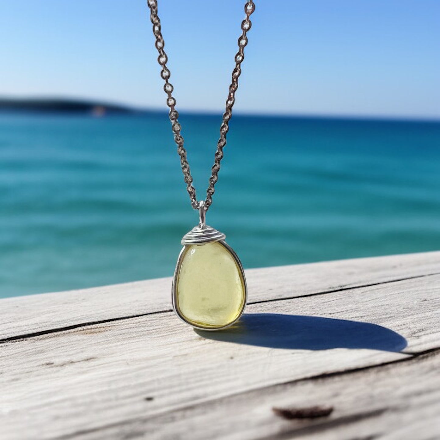 Rare Yellow Sea Glass Pendant