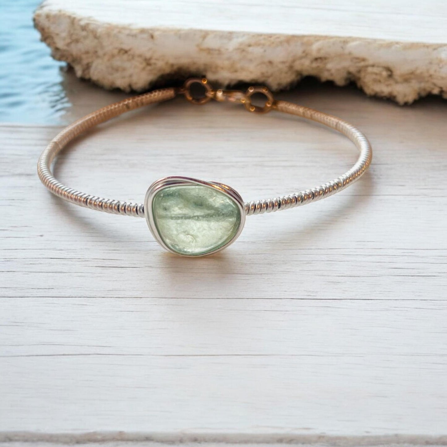 Seaham Sea Glass Wire Wrap Bangle LP