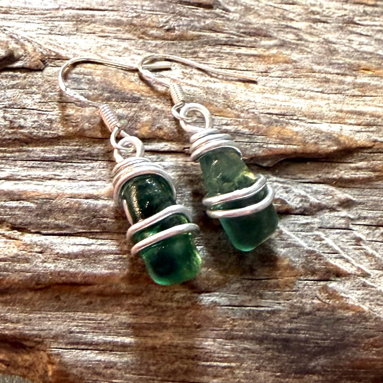 Turquoise Seaham Sea Glass Earrings