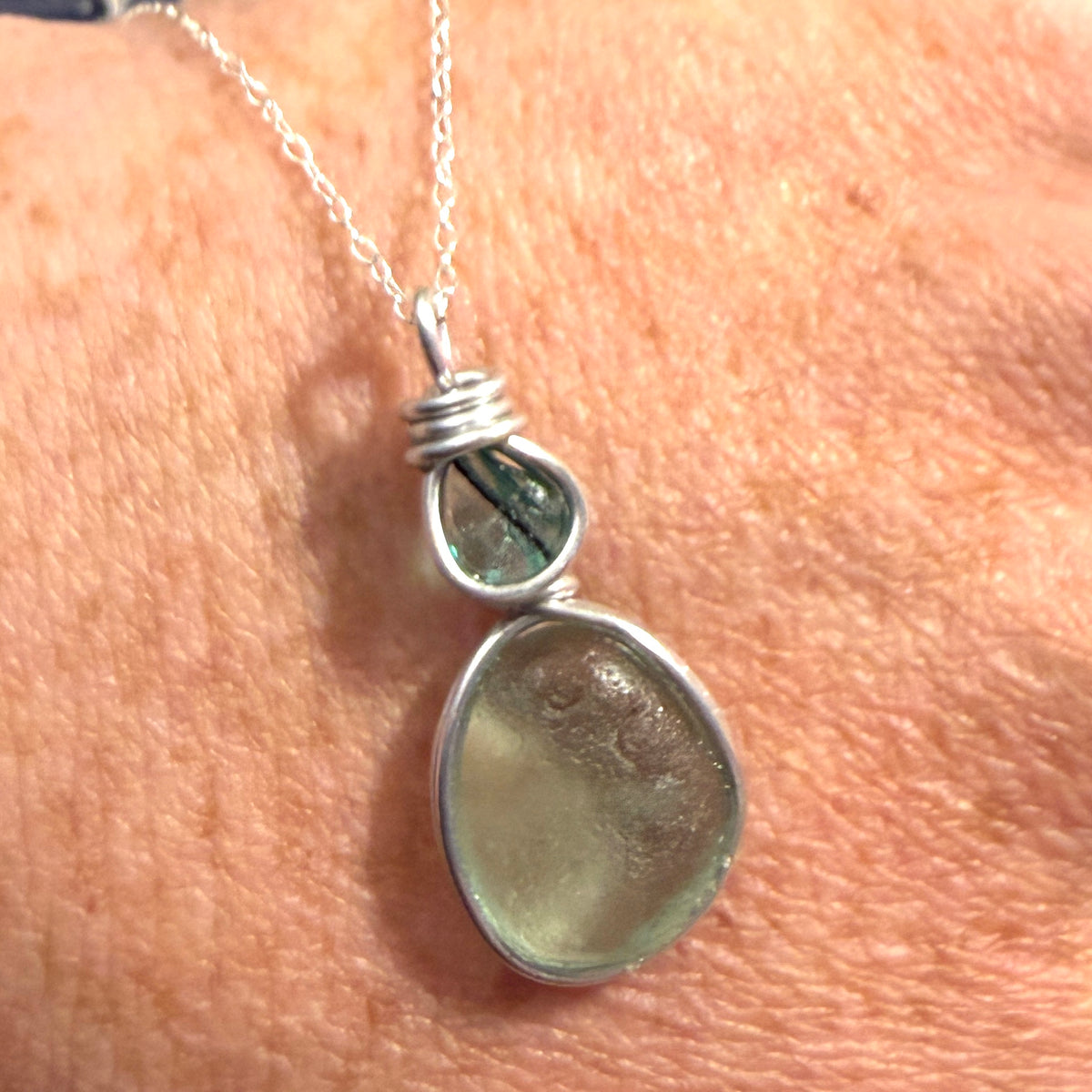 Pale Green Seaham Sea Glass Pendant