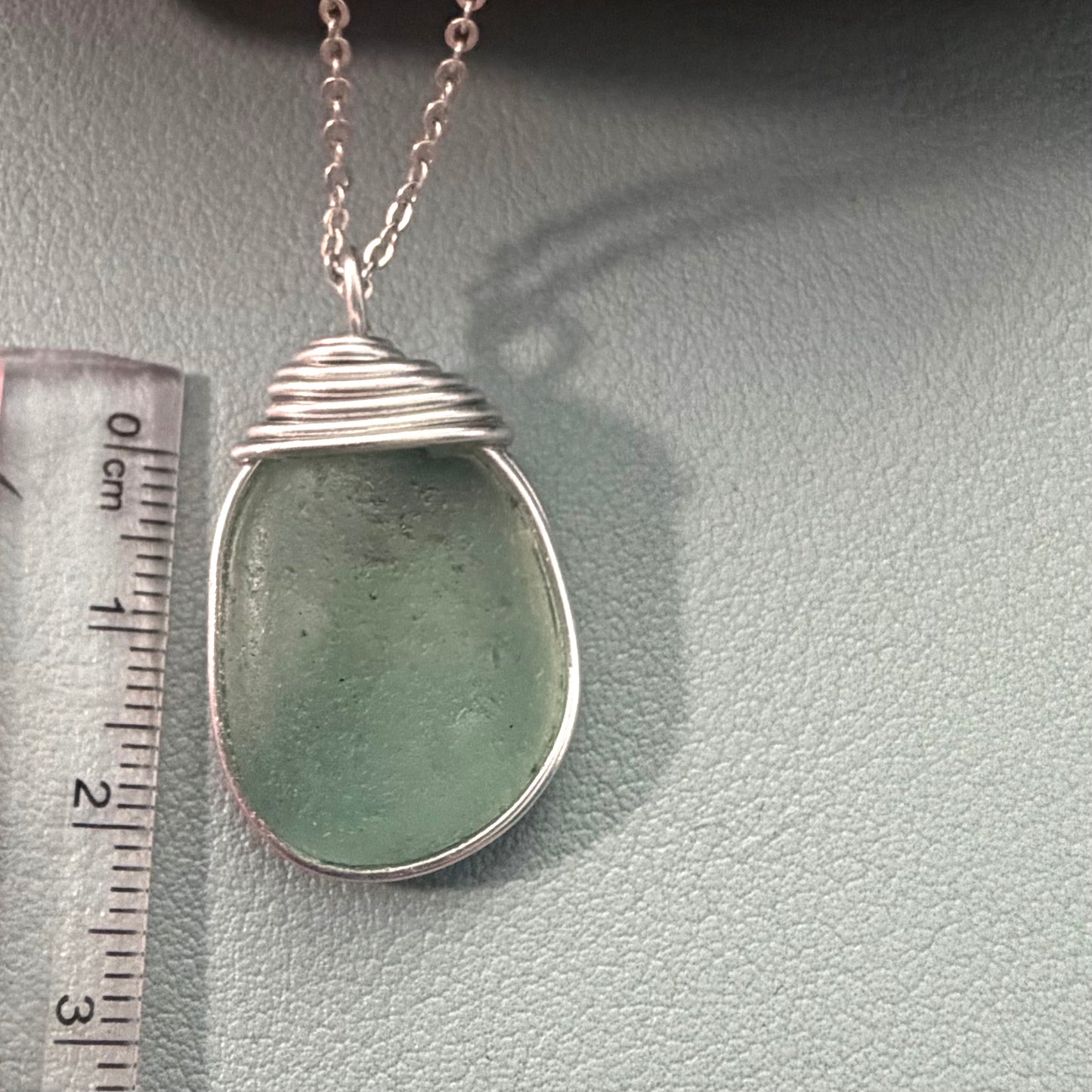 Aqua Green Seaham Sea Glass Pendant