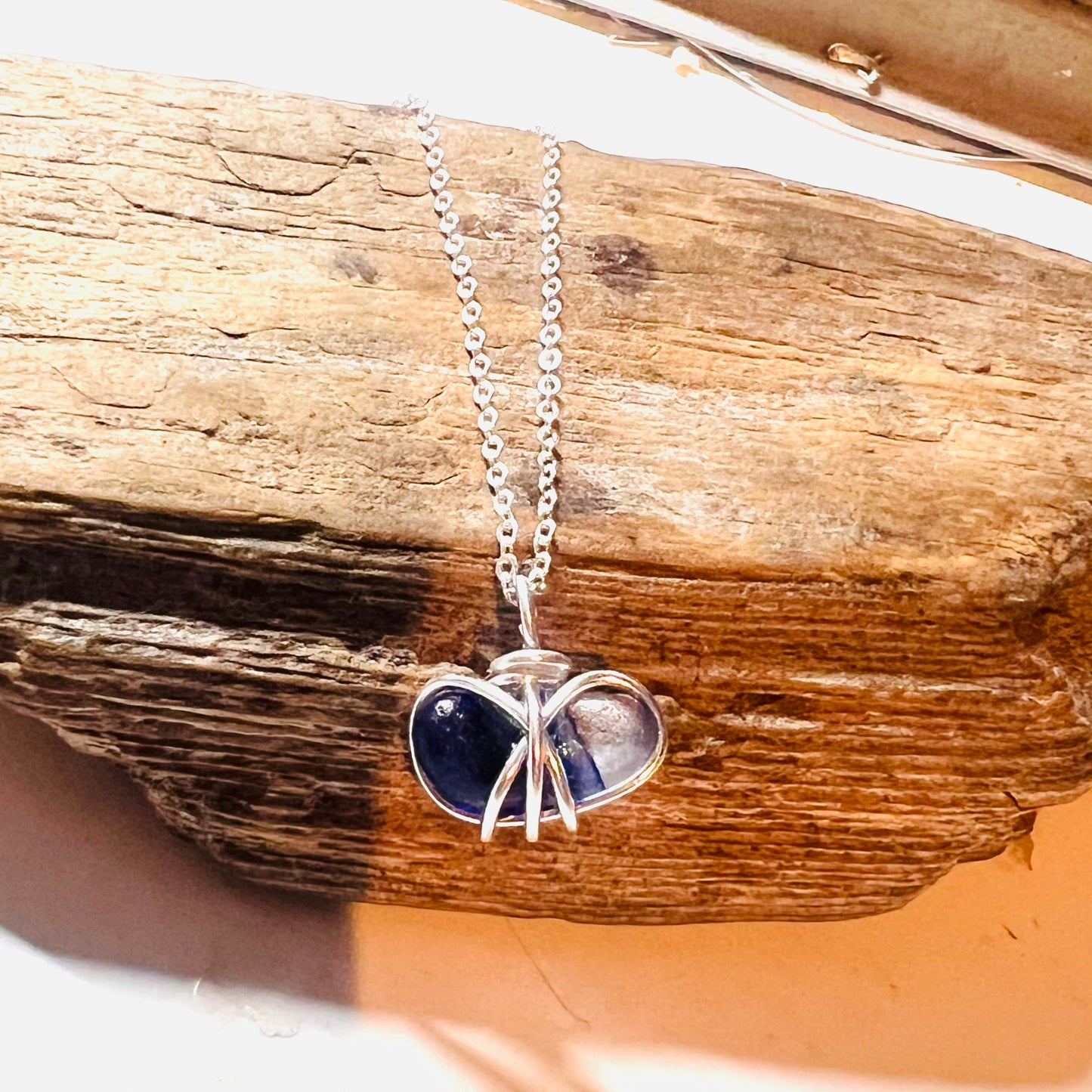 Blue and White Seaham Sea Glass Multi Pendant