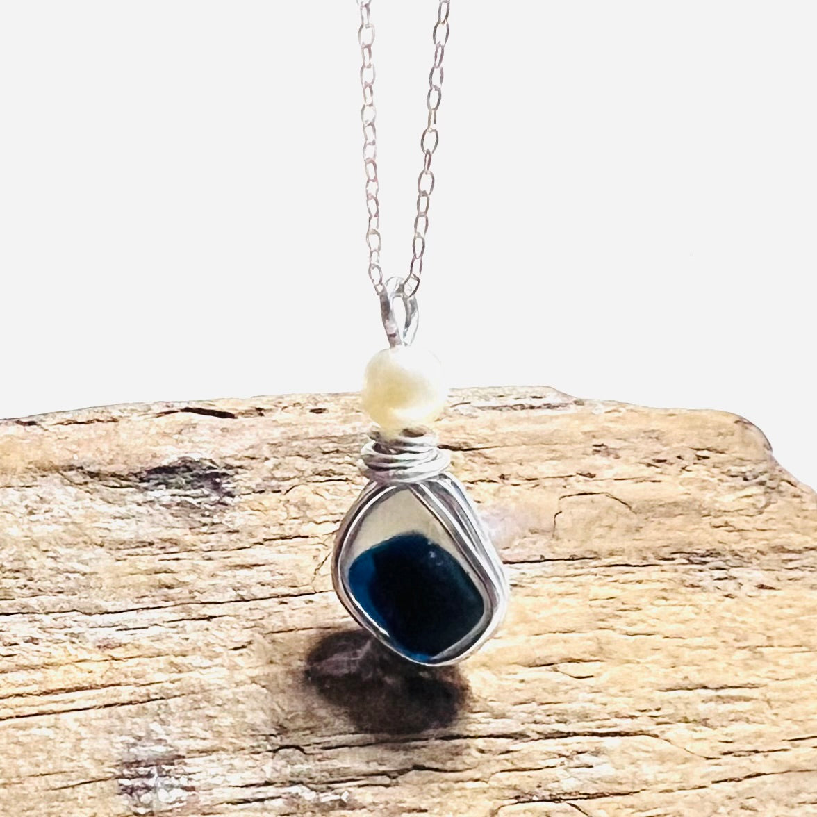 Deep Blue Seaham Sea Glass Multi Pendant