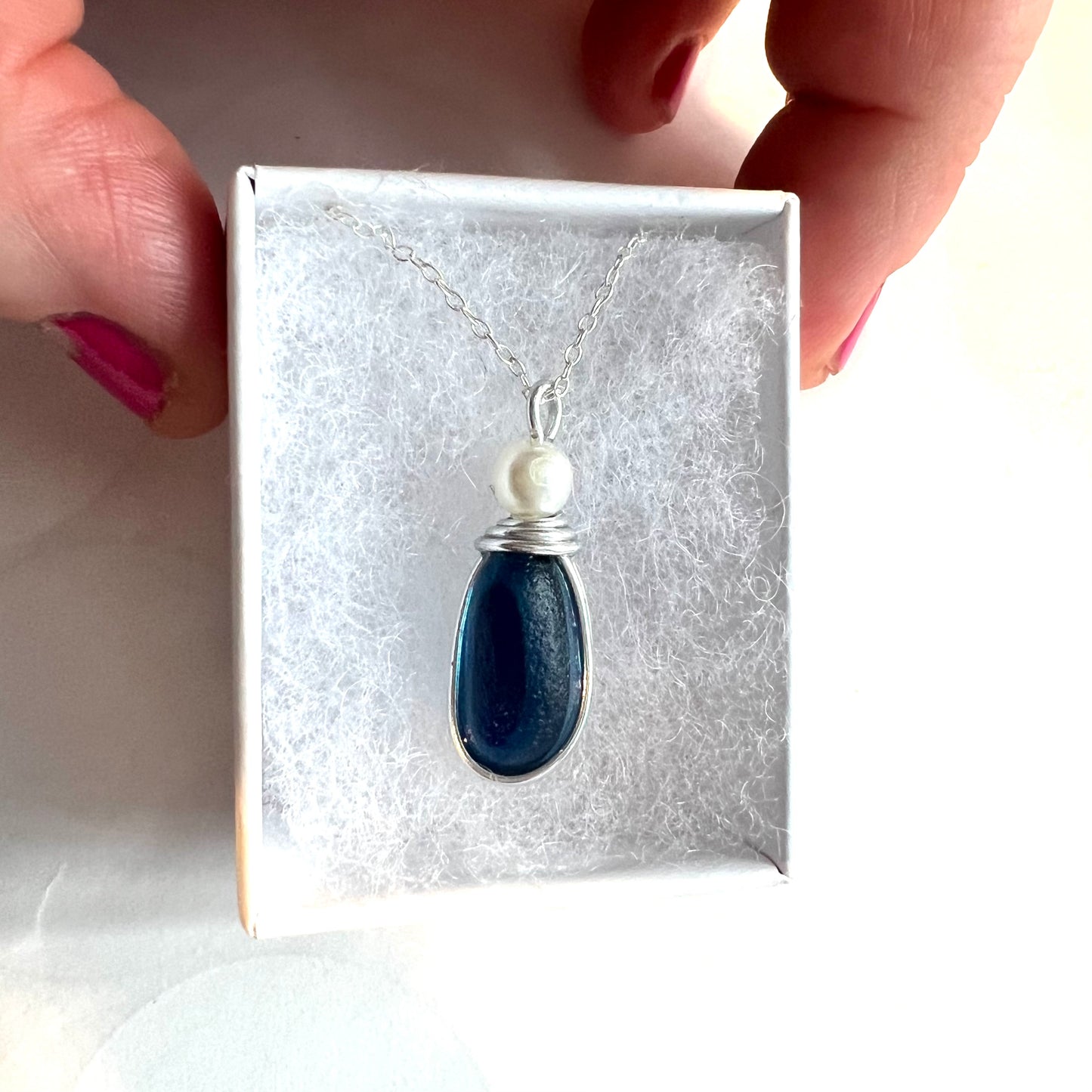 Blue Seaham Sea Glass Multi Pendant