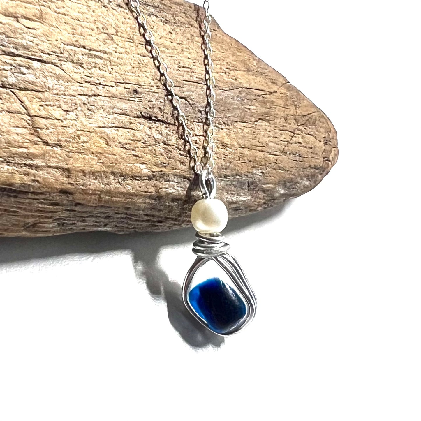 Deep Blue Seaham Sea Glass Multi Pendant