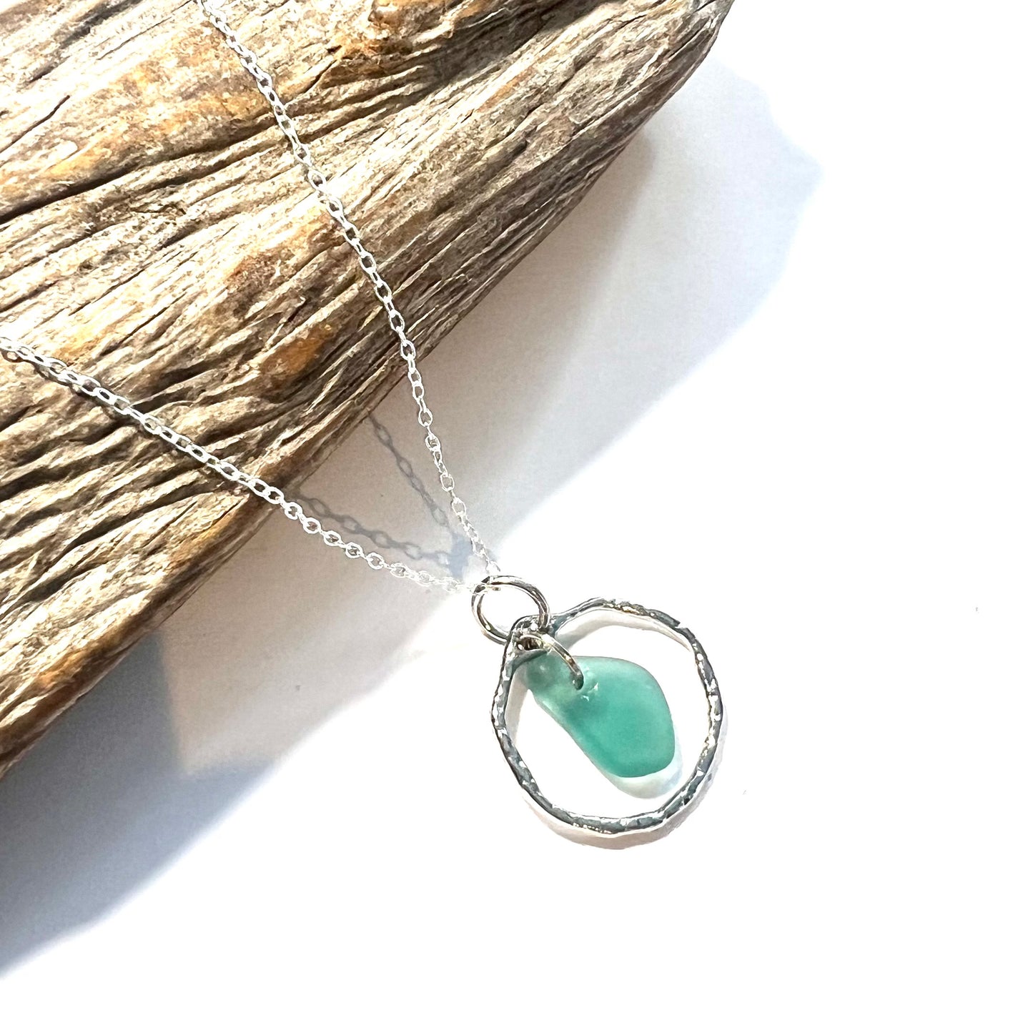 Seaham Sea Glass Turquoise Shade Frame Pendant