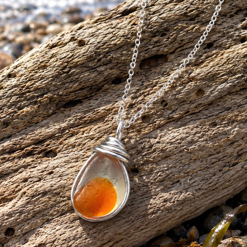 Super Orange Seaham Sea Glass Multi Pendant