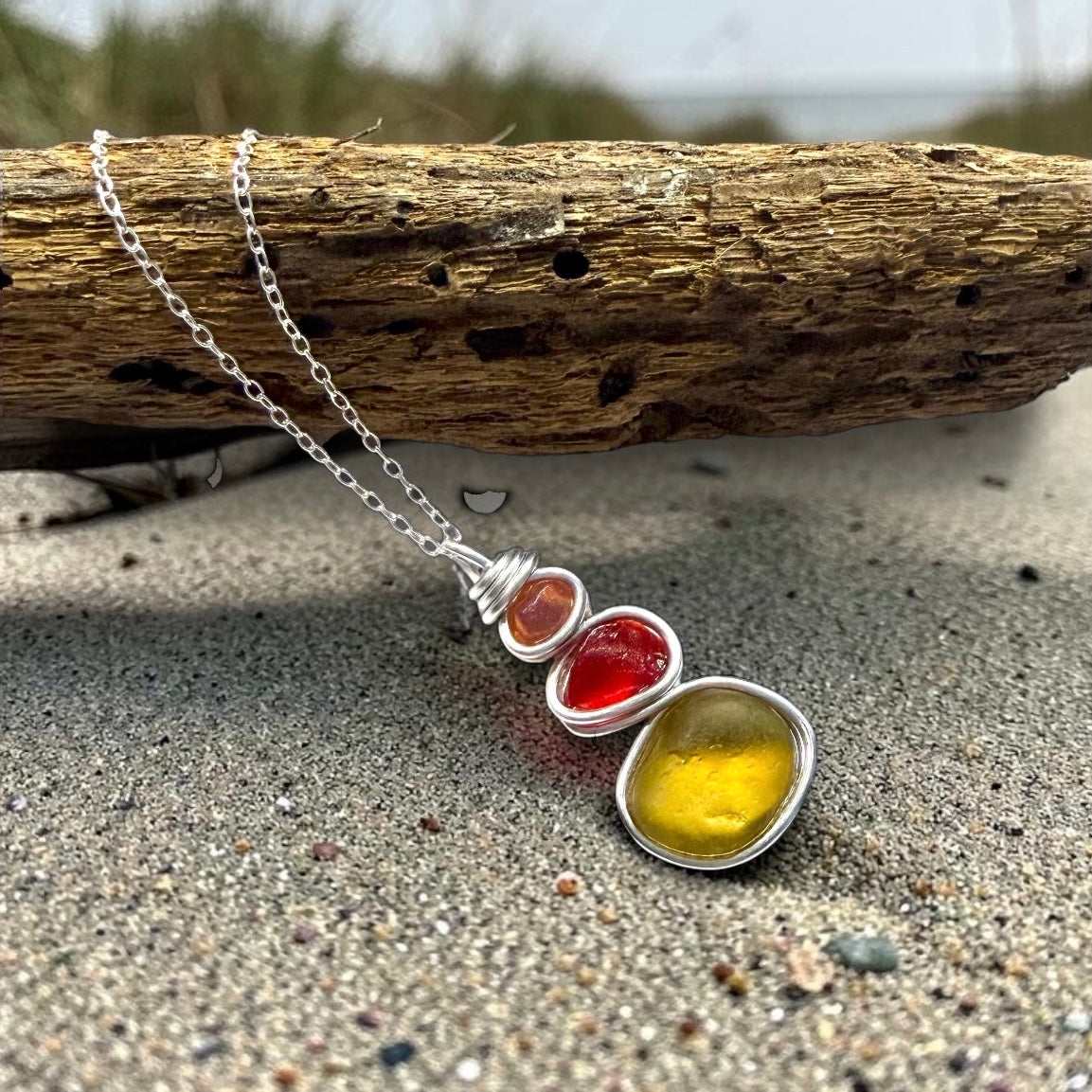 Three Piece Seaham Sea Glass Pendant