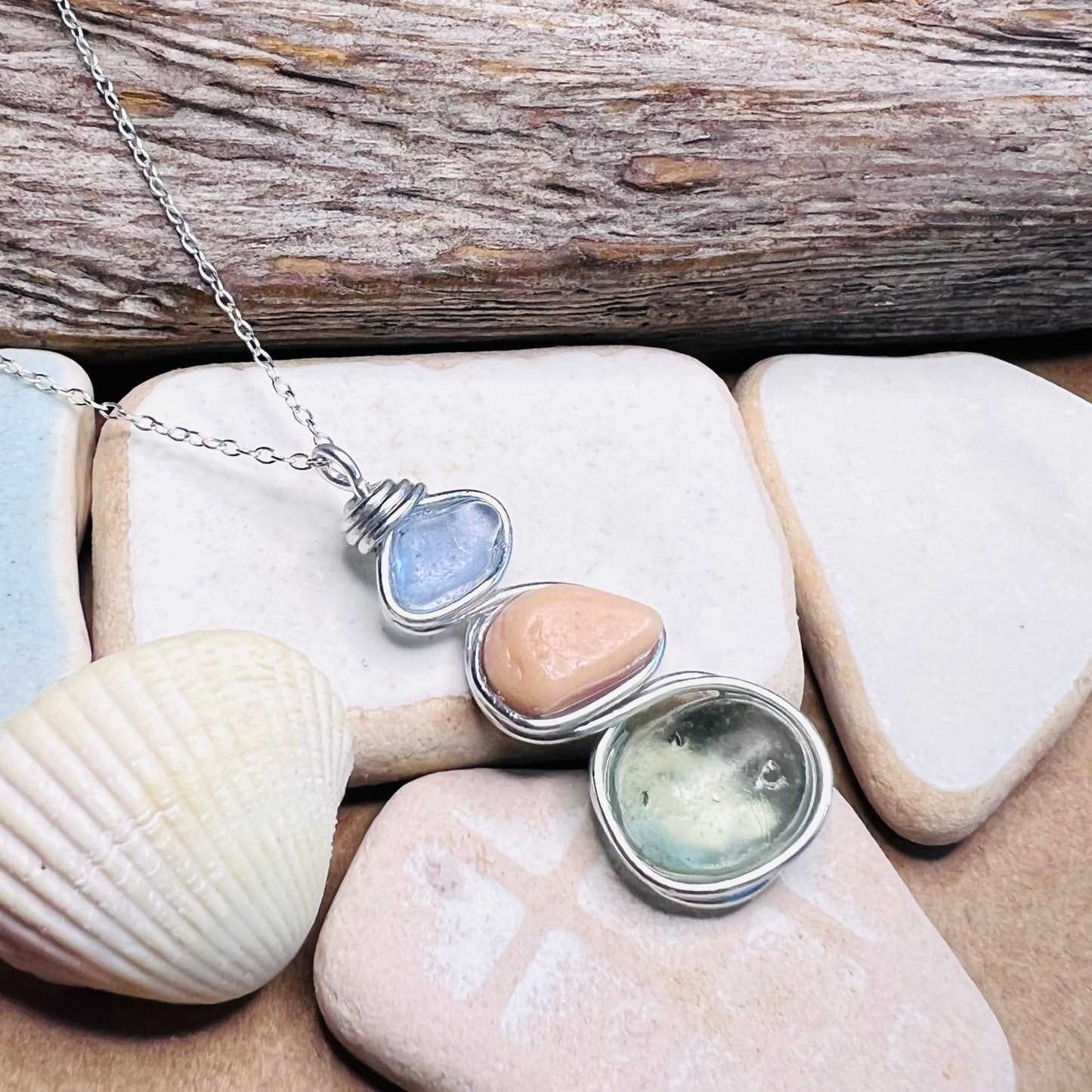 Three Piece Seaham Sea Glass Pendant