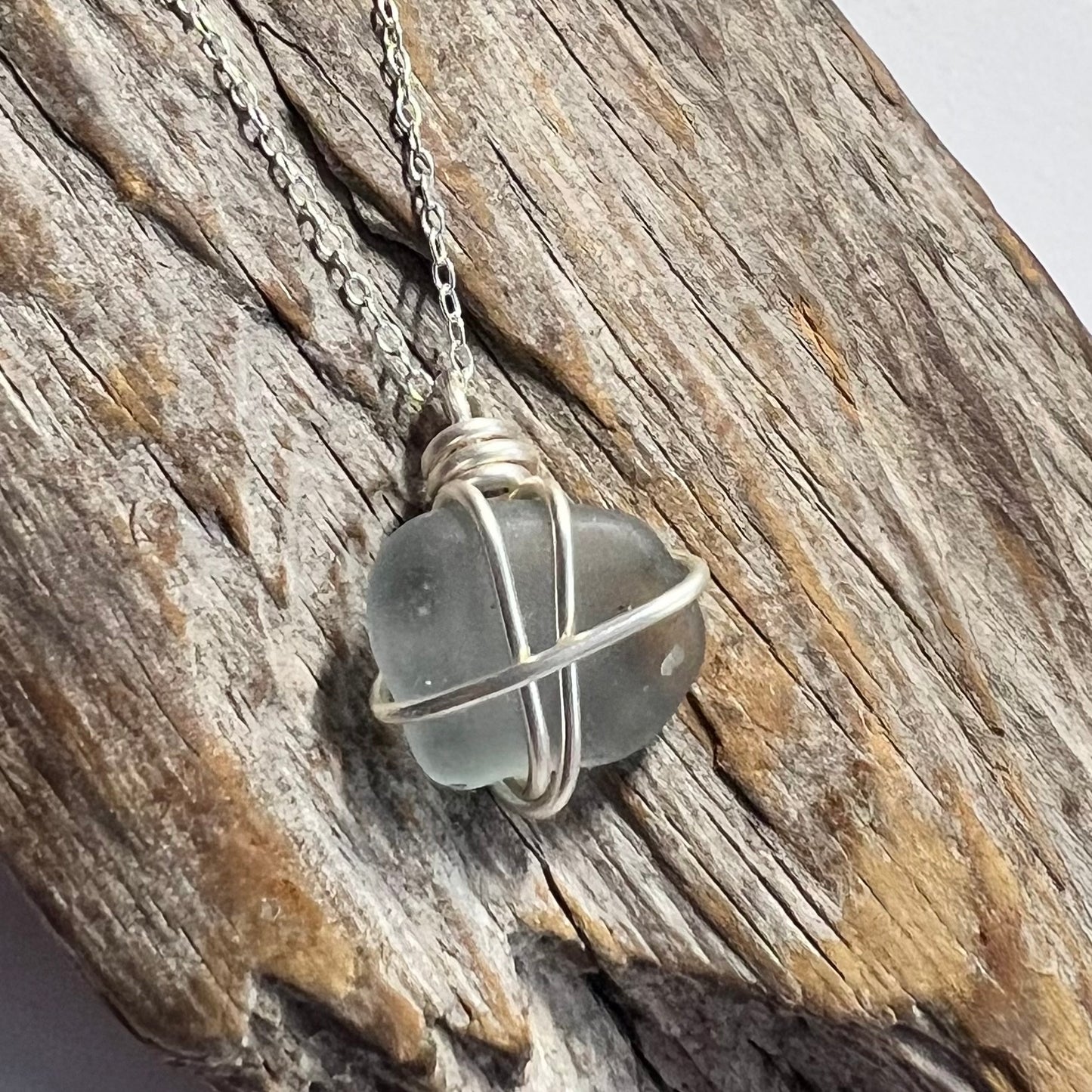 Dusky Grey Seaham Sea Glass Pendant