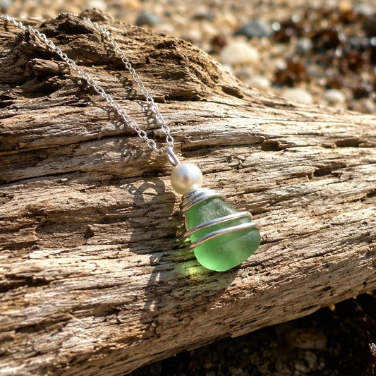 Light Green Devon Sea Glass Pendant