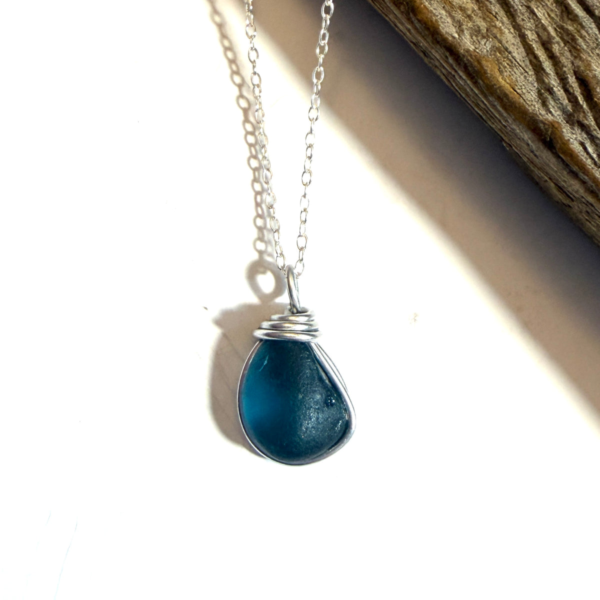 Deep Turquoise Seaham Sea Glass Pendant