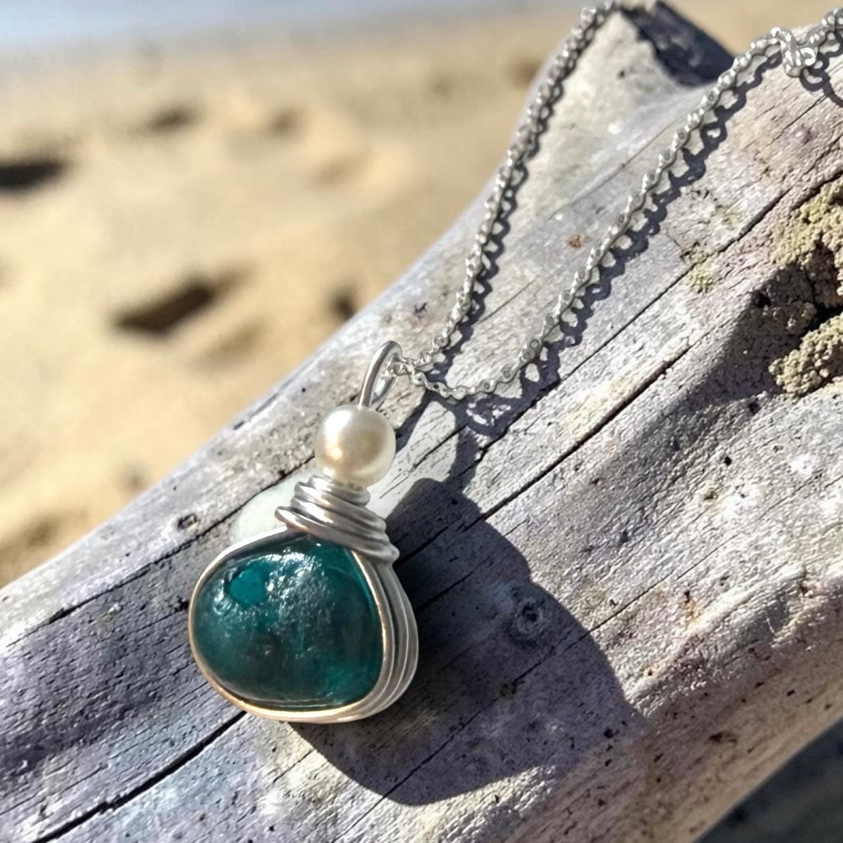 Deep Turquoise Seaham Sea Glass Pendant