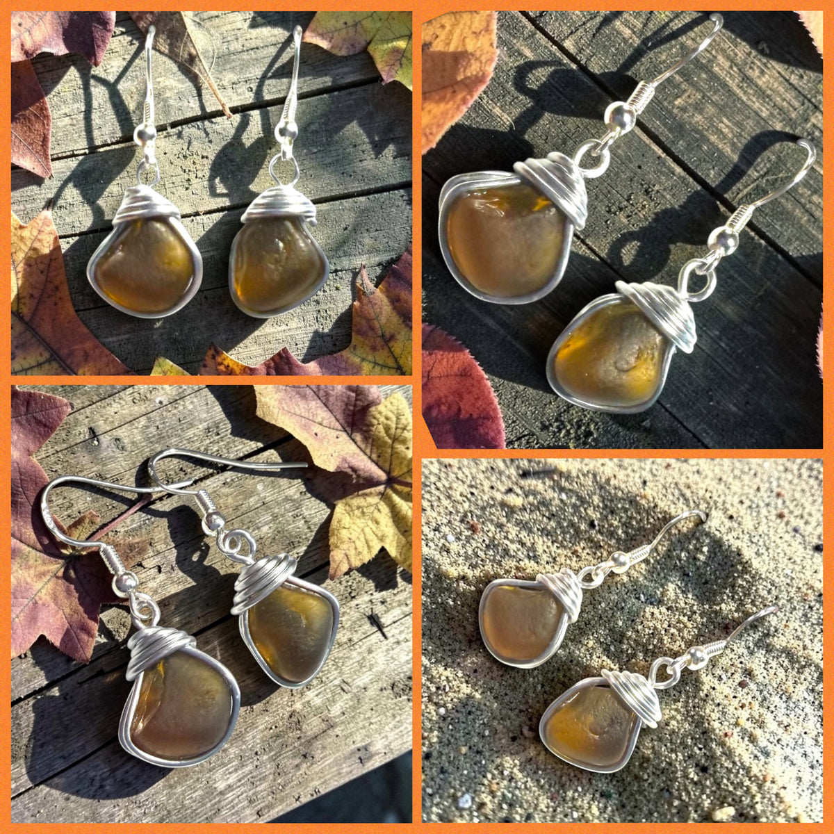 Amber Seaham Sea Glass Dangly Earrings