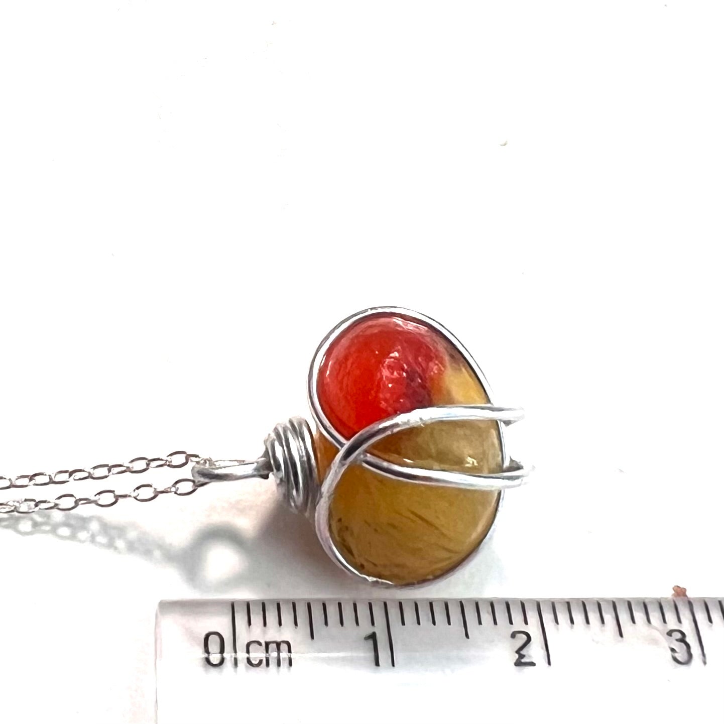 Very Rare Red and Orange Seaham Sea Glass Multi Pendant