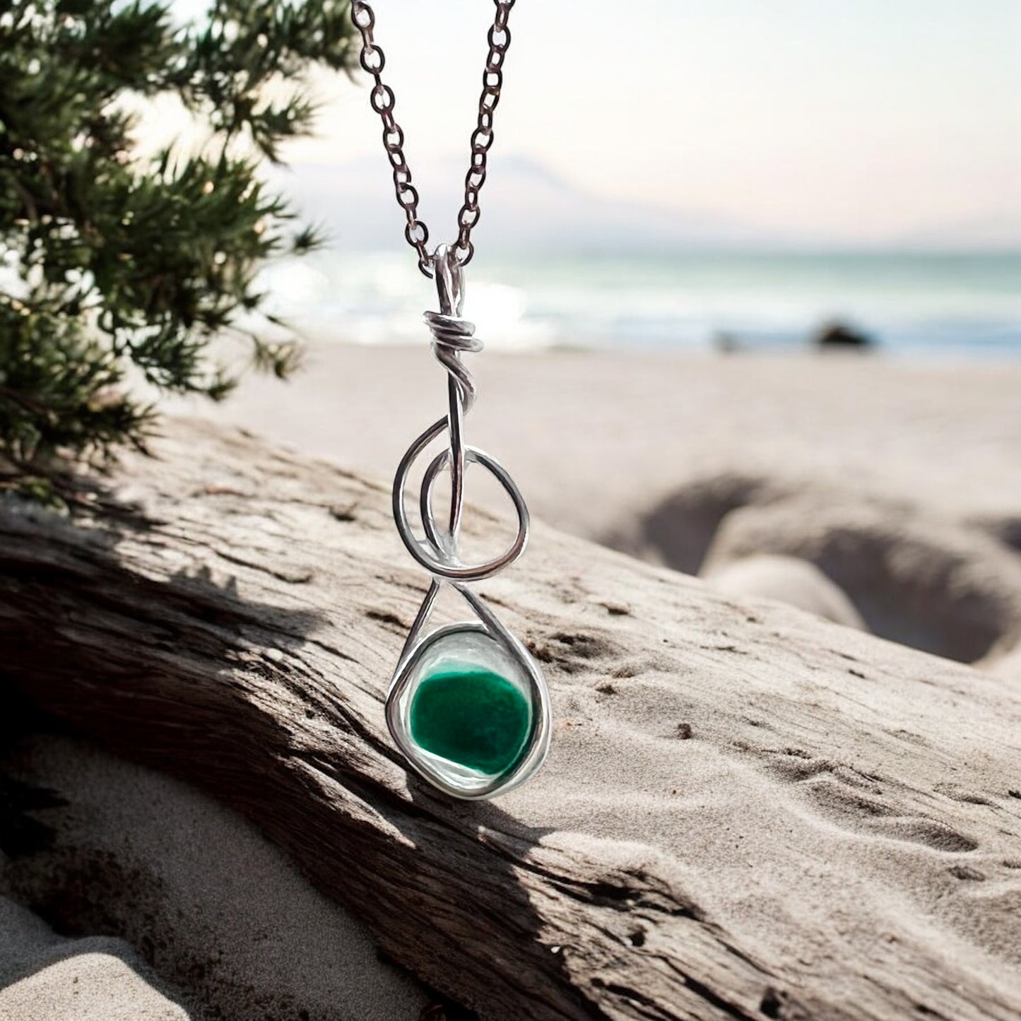 Green Seaham Sea Glass Multicolour Pendant