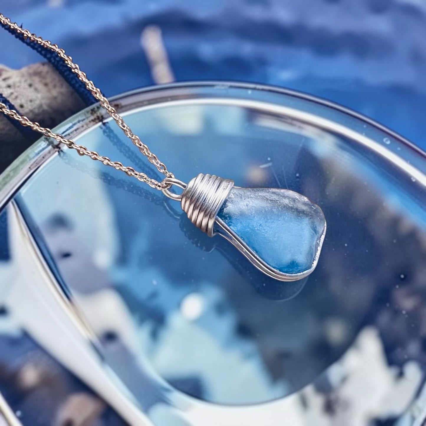 Kent Mid Blue Sea Glass Pendant