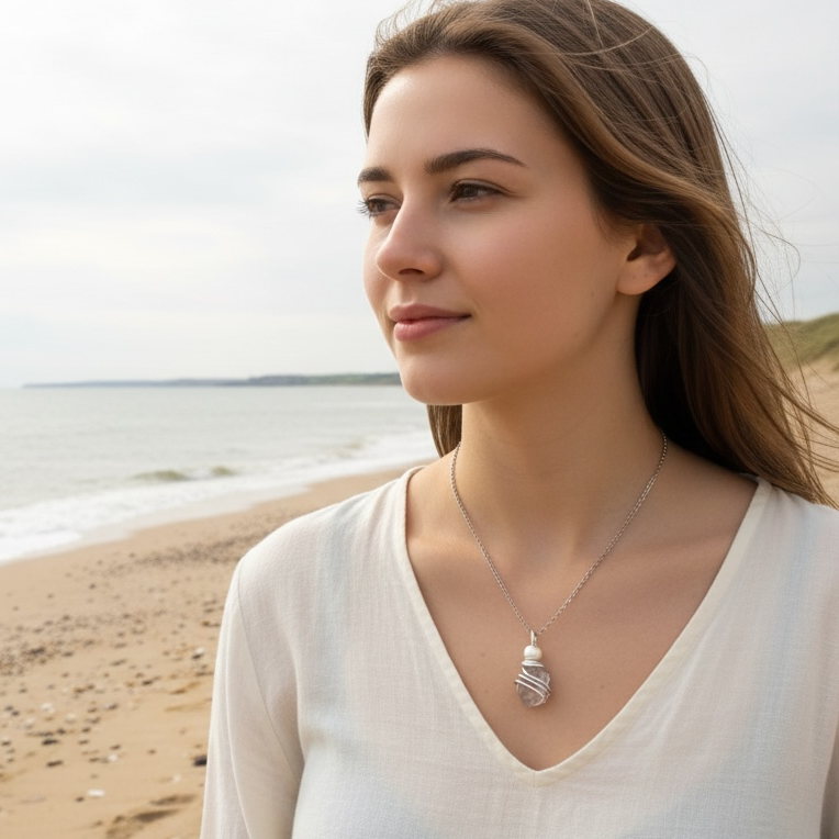 Dusky Pale Pink Seaham Sea Glass Pendant