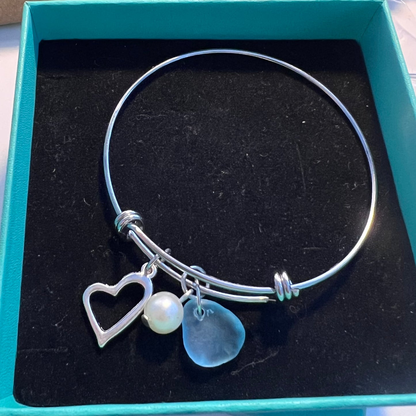 Seaham Sea Glass Heart Charm Bracelet