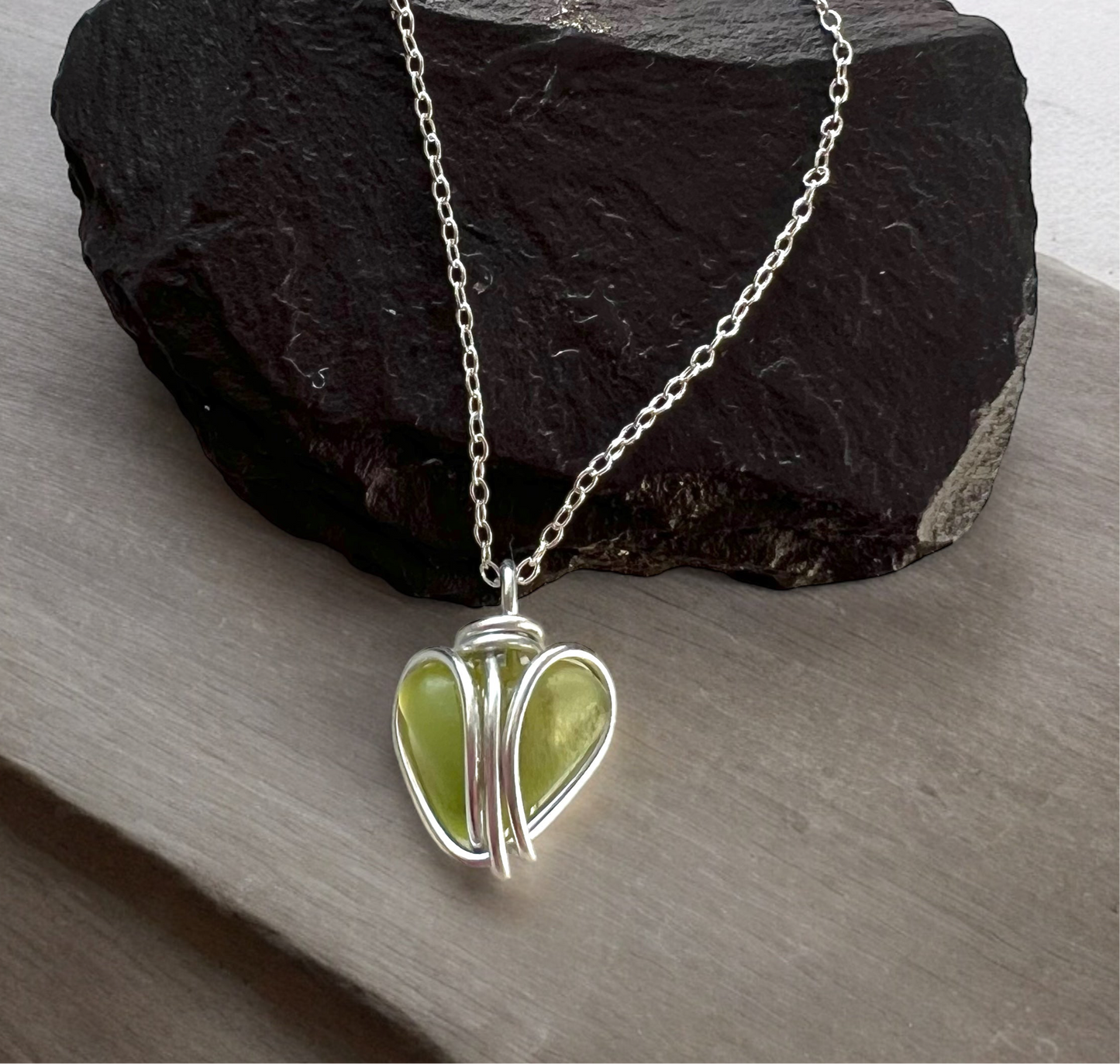 Cornish Sea Glass Heart Pendant