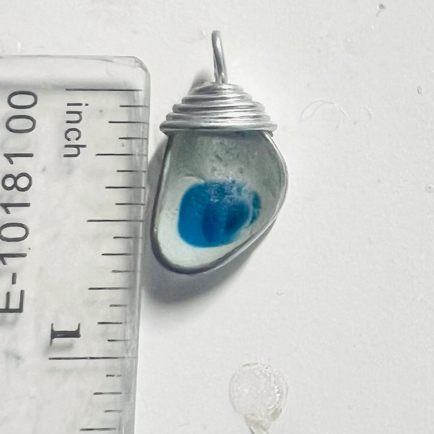 Seaham Sea Glass Blue and White Pendant .