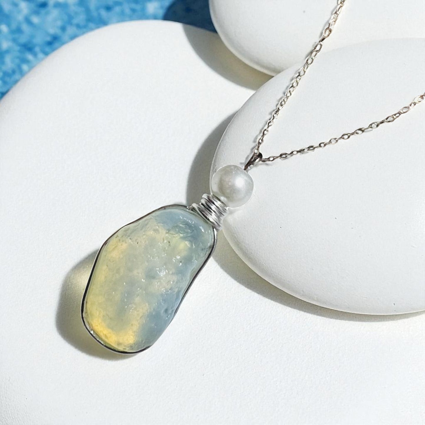 Rare Large Opalescent Seaham Sea Glass Pendant