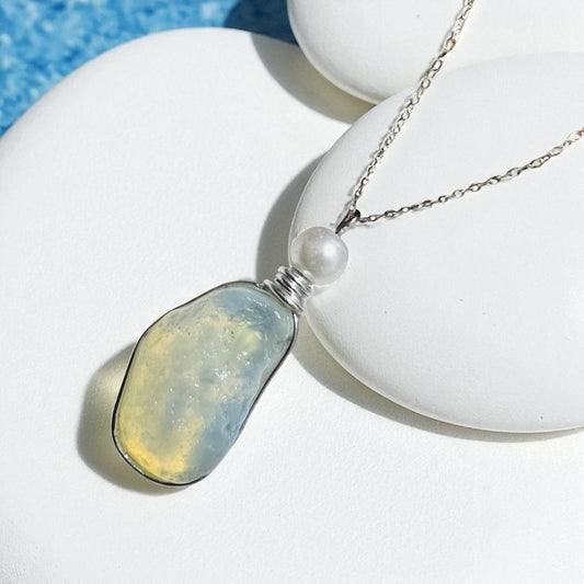 Rare Large Opalescent Seaham Sea Glass Pendant
