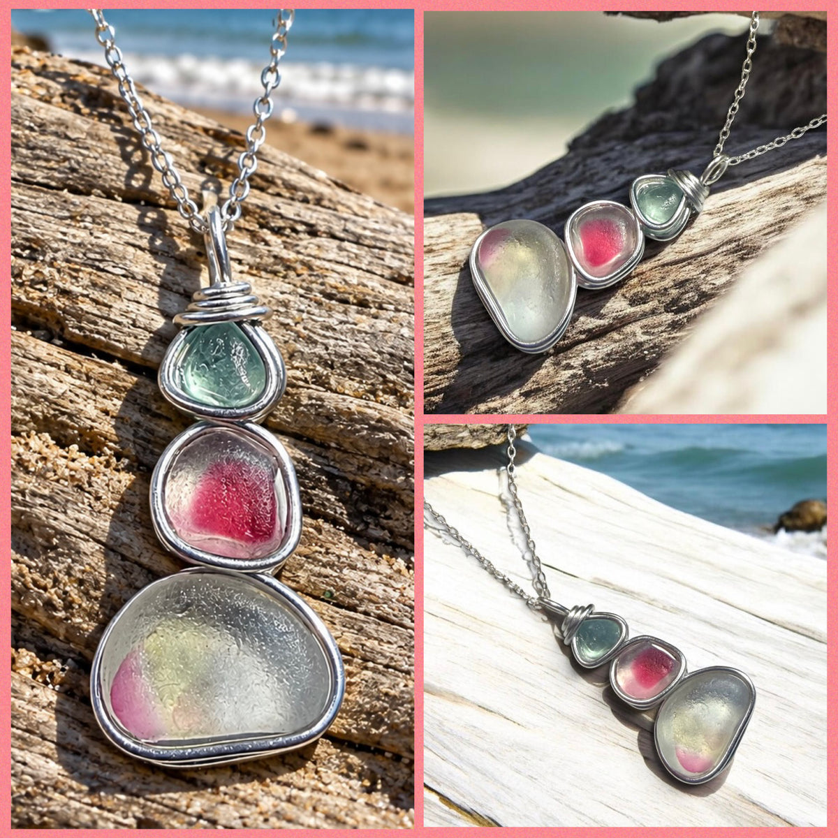 Multi Tone Seaham Sea Glass Multi Pendant