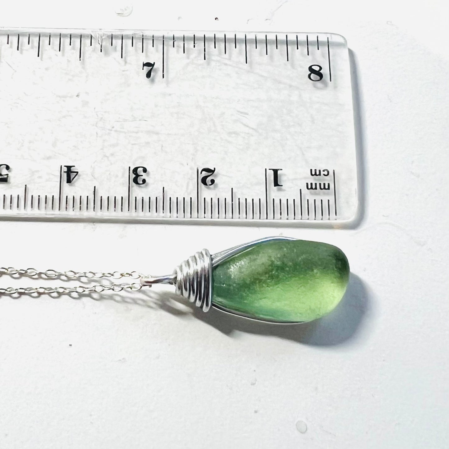 Bright Lime Green Seaham Sea Glass Pendant
