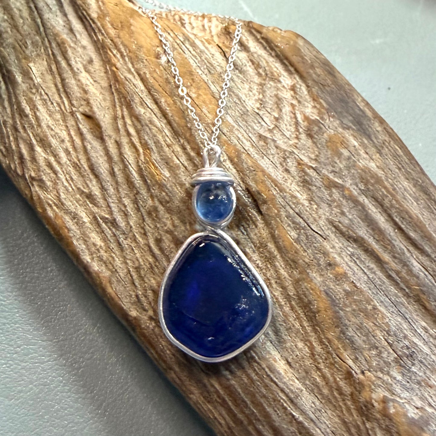 Blue Seaham Sea Glass Pendant