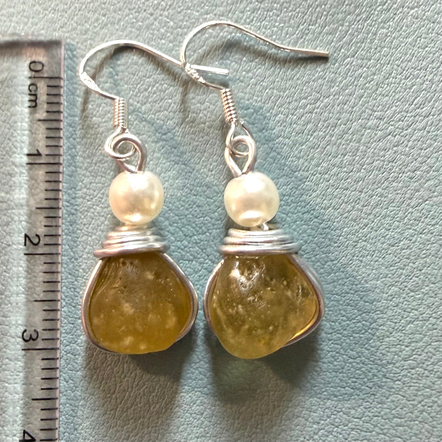 Yellow Seaham Sea Glass Earrings