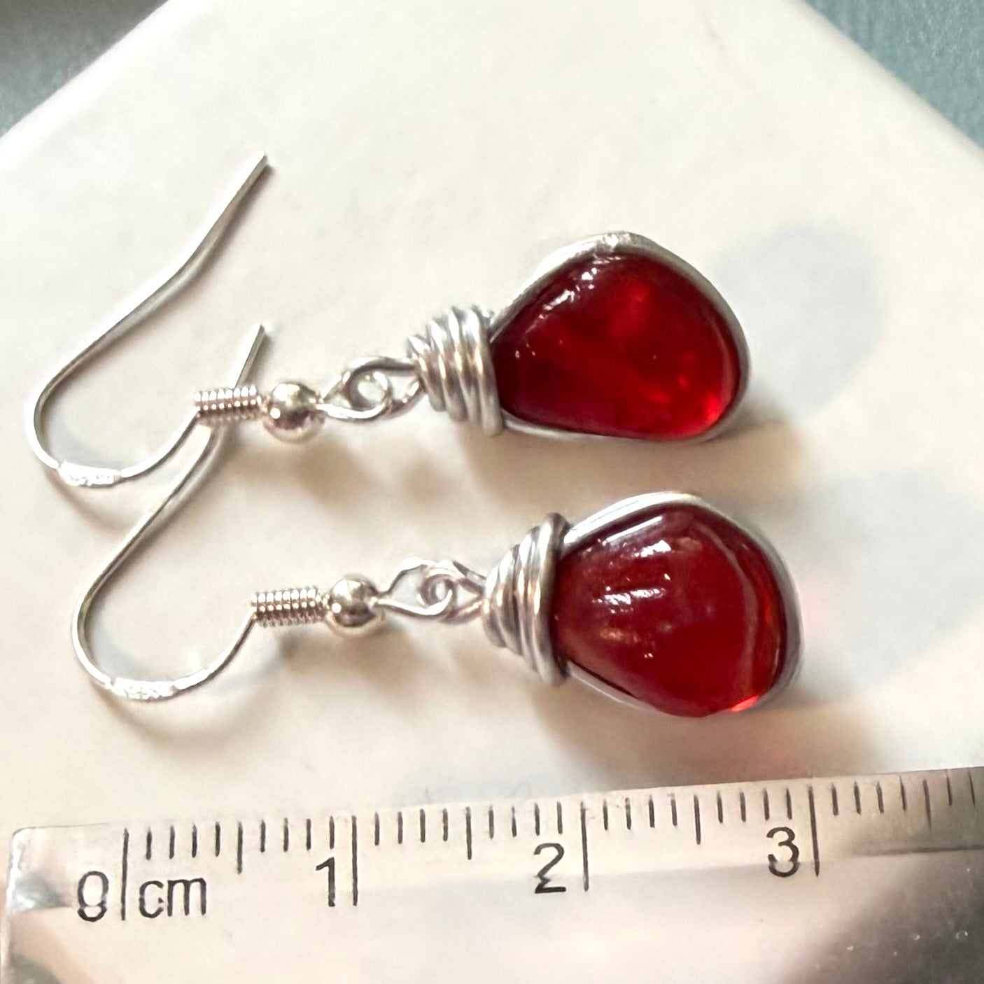 Rare Red Seaham Sea Glass Earrings