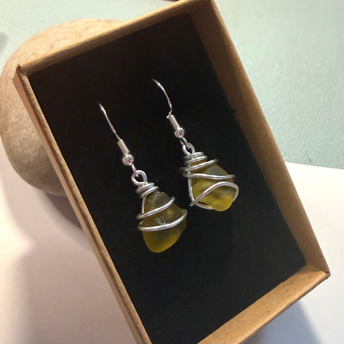 Yellow Seaham Sea Glass Earrings