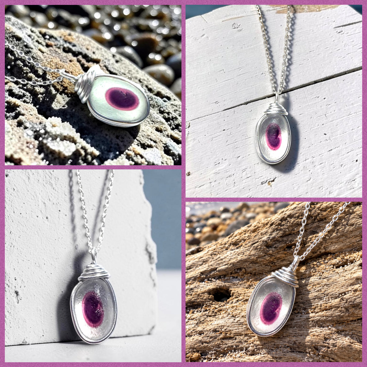 💓💜NOW SOLD OUT💜💕 Very Rare Pink and Purple Sea Glass Multi Pendant