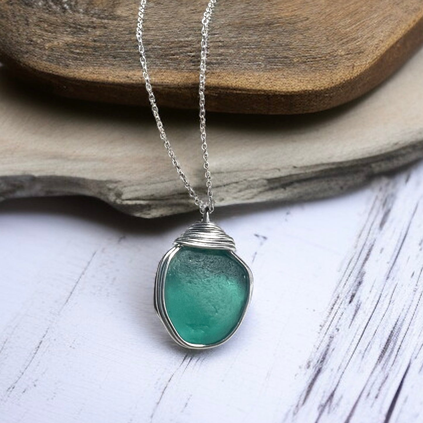 Rare Turquoise Kent Sea Glass Pendant