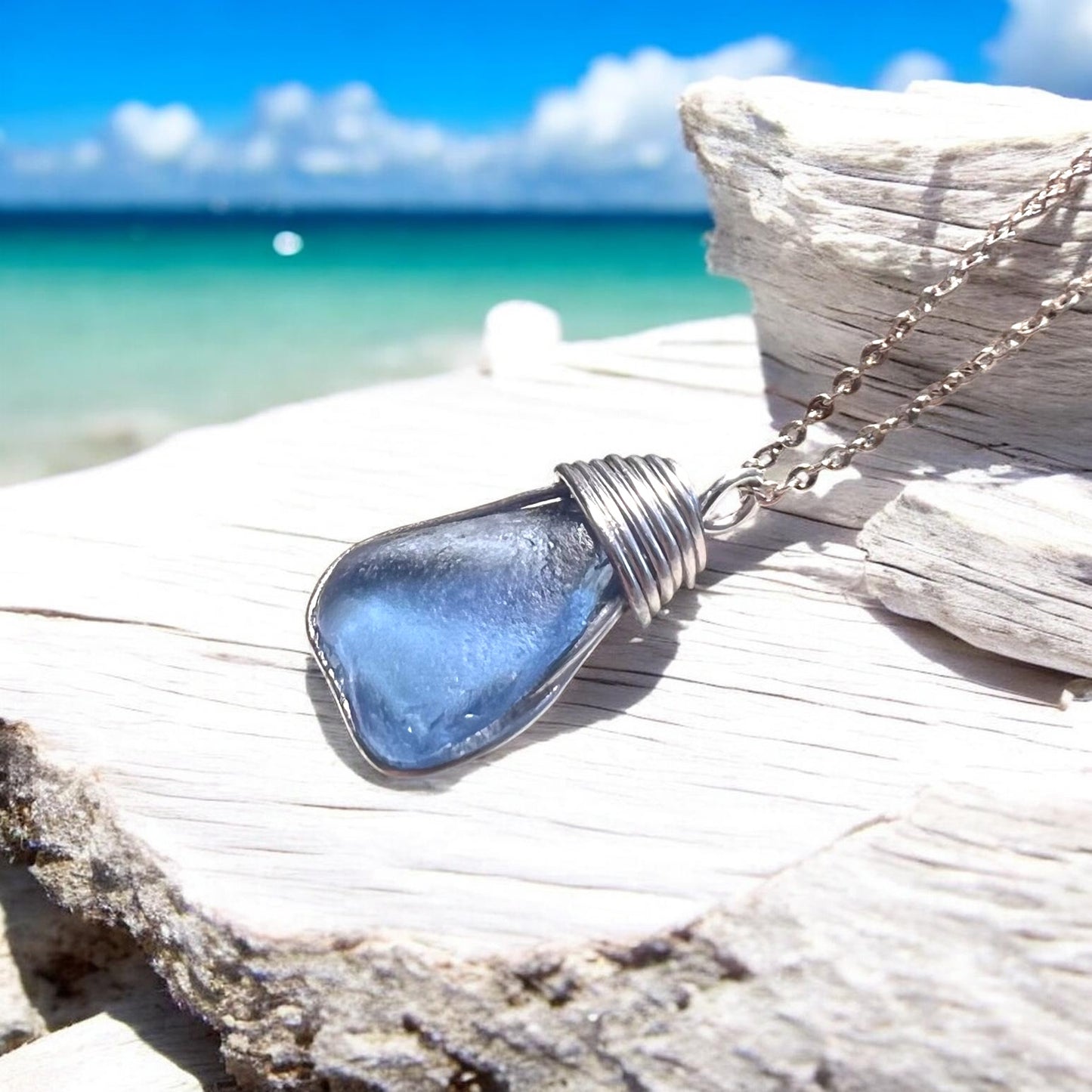 Kent Mid Blue Sea Glass Pendant