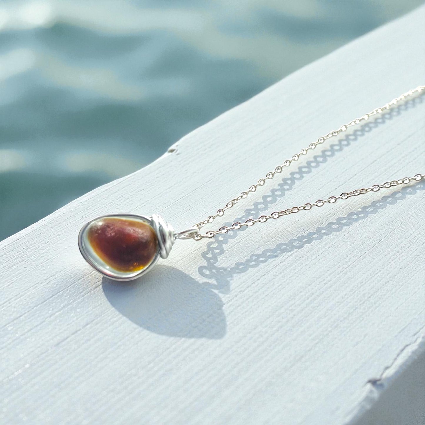 Beautiful Seaham Sea Glass Multi Tone Pendant