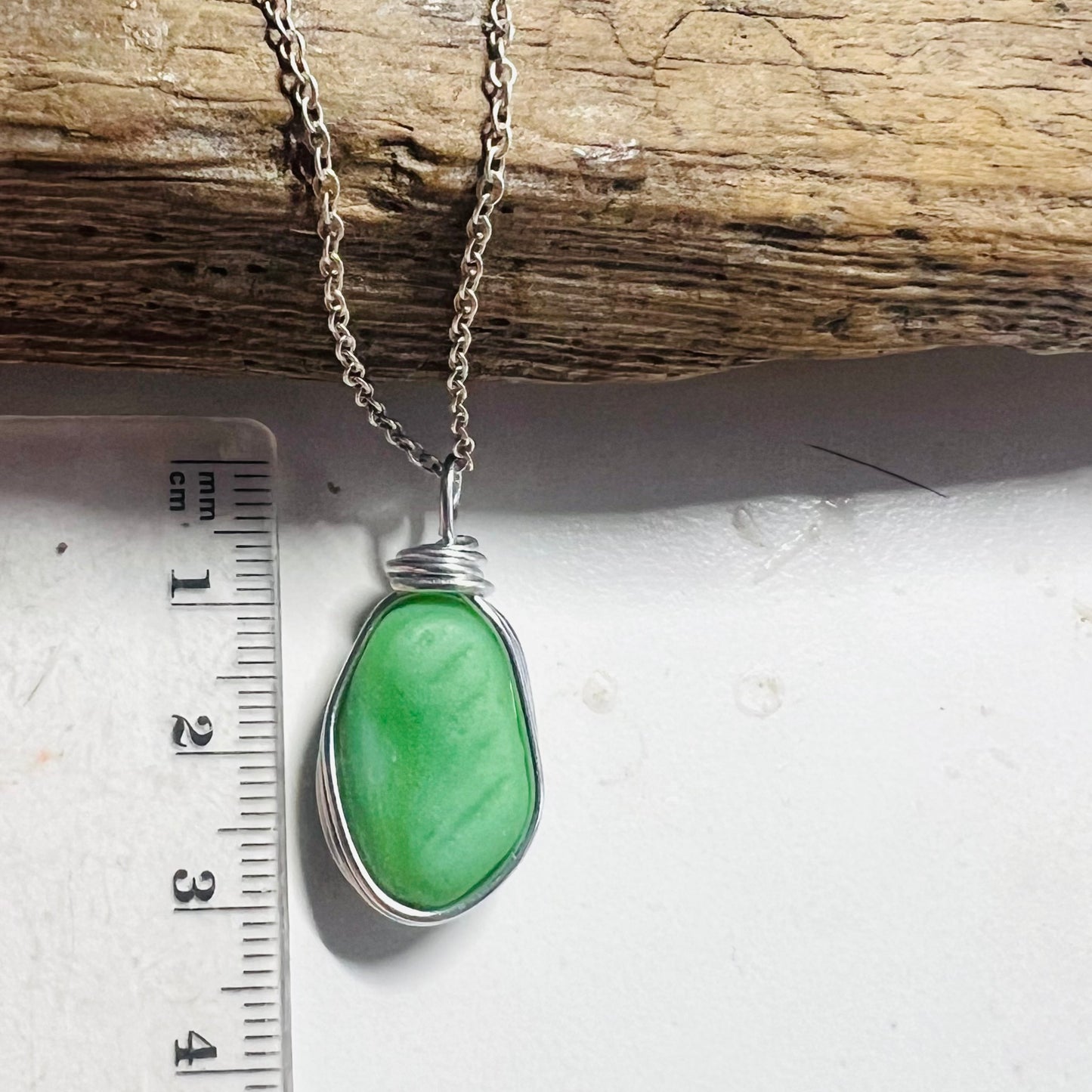 Chunky Rare Green UV Reactive Seaham Sea Glass Pendant