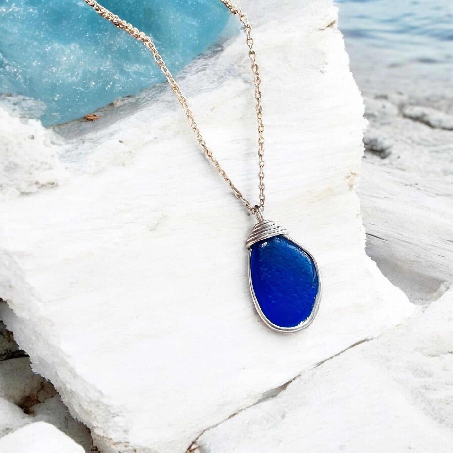 Kent Cobalt Blue Sea Glass Pendant